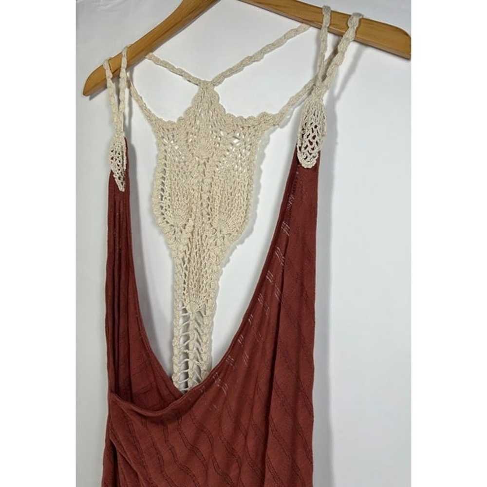 Free People Mini Dress XL Brown Open Back Cream C… - image 3