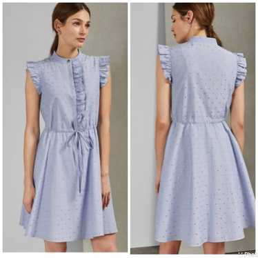 Ted Baker Beyonc Stand Collar Ruffled Shift Dress