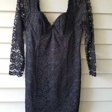 MODA INTL Black Long Sleeve Lace Dress