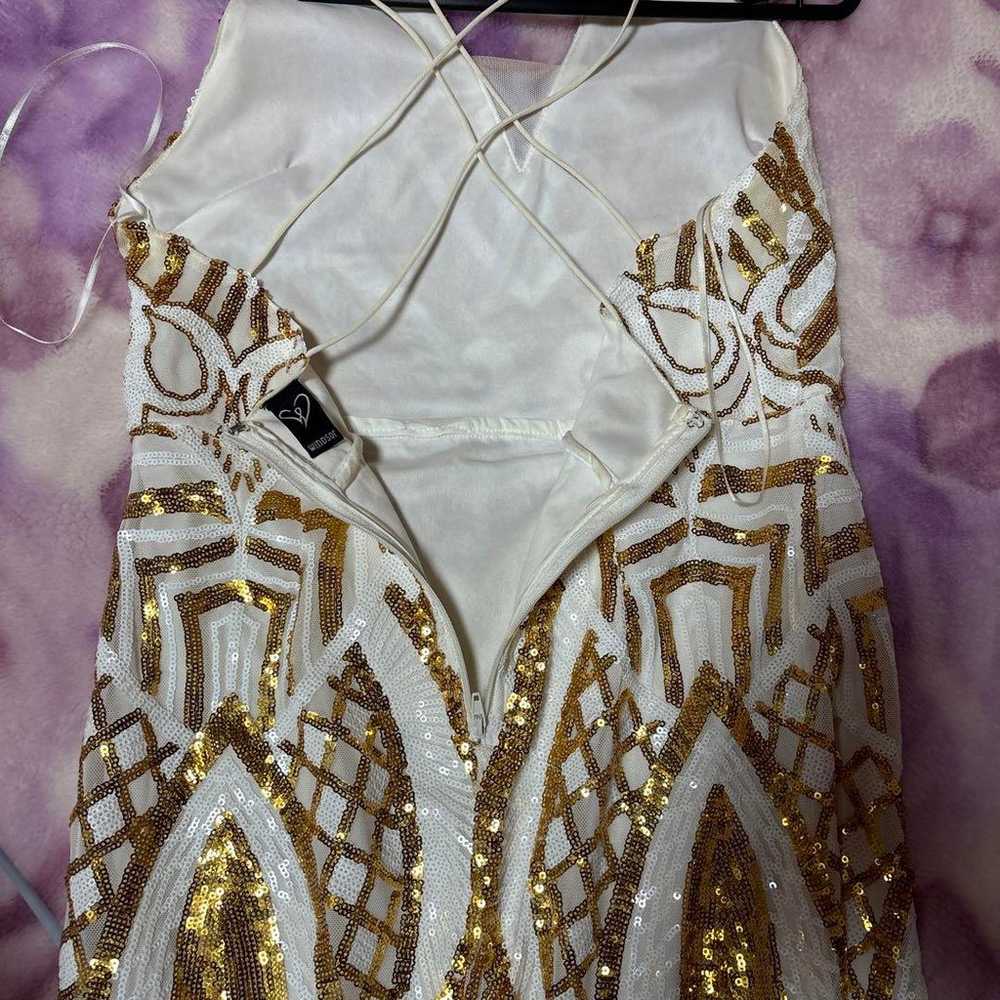 White Gold Embroidered Tight Dress - image 6