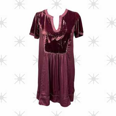 Anthropologie Maeve Burgundy Ingrid Velvet Dress … - image 1