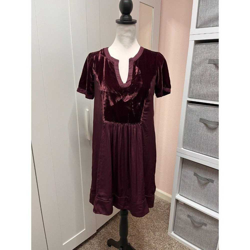 Anthropologie Maeve Burgundy Ingrid Velvet Dress … - image 3