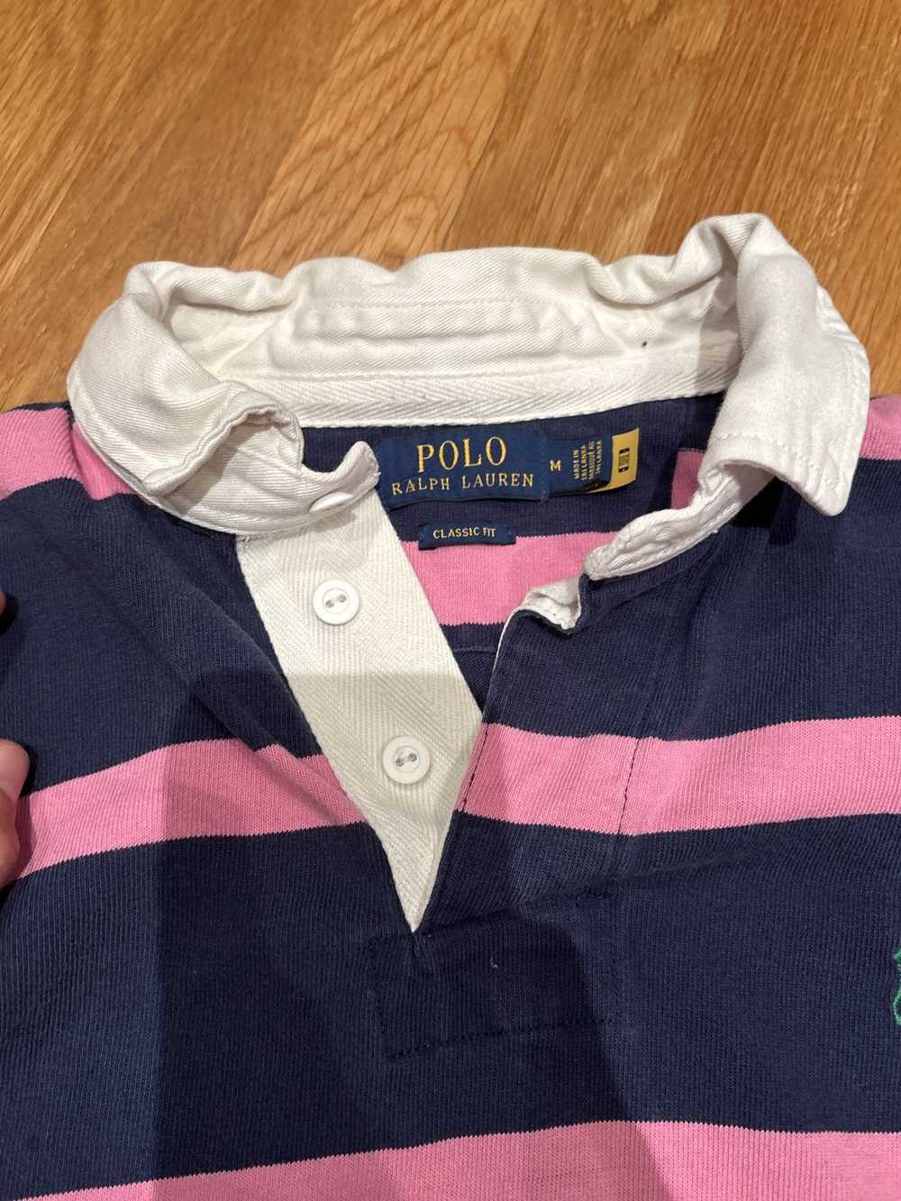 Polo Ralph Lauren pink/navy striped polo longslee… - image 2