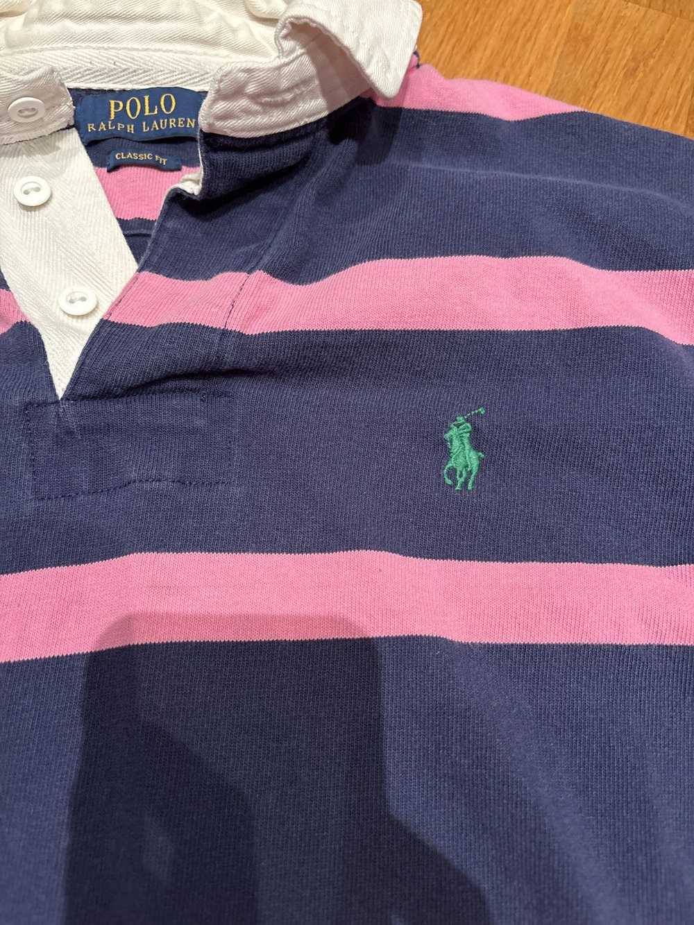 Polo Ralph Lauren pink/navy striped polo longslee… - image 8