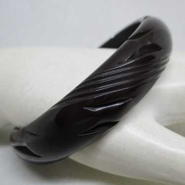 Carved Bakelite Bangle Bracelet Black Bakelite Bra