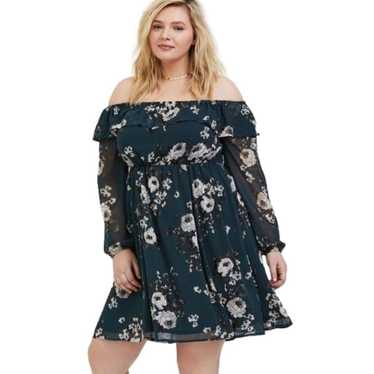 Torrid Mini Chiffon Off-Shoulder Skater Dress