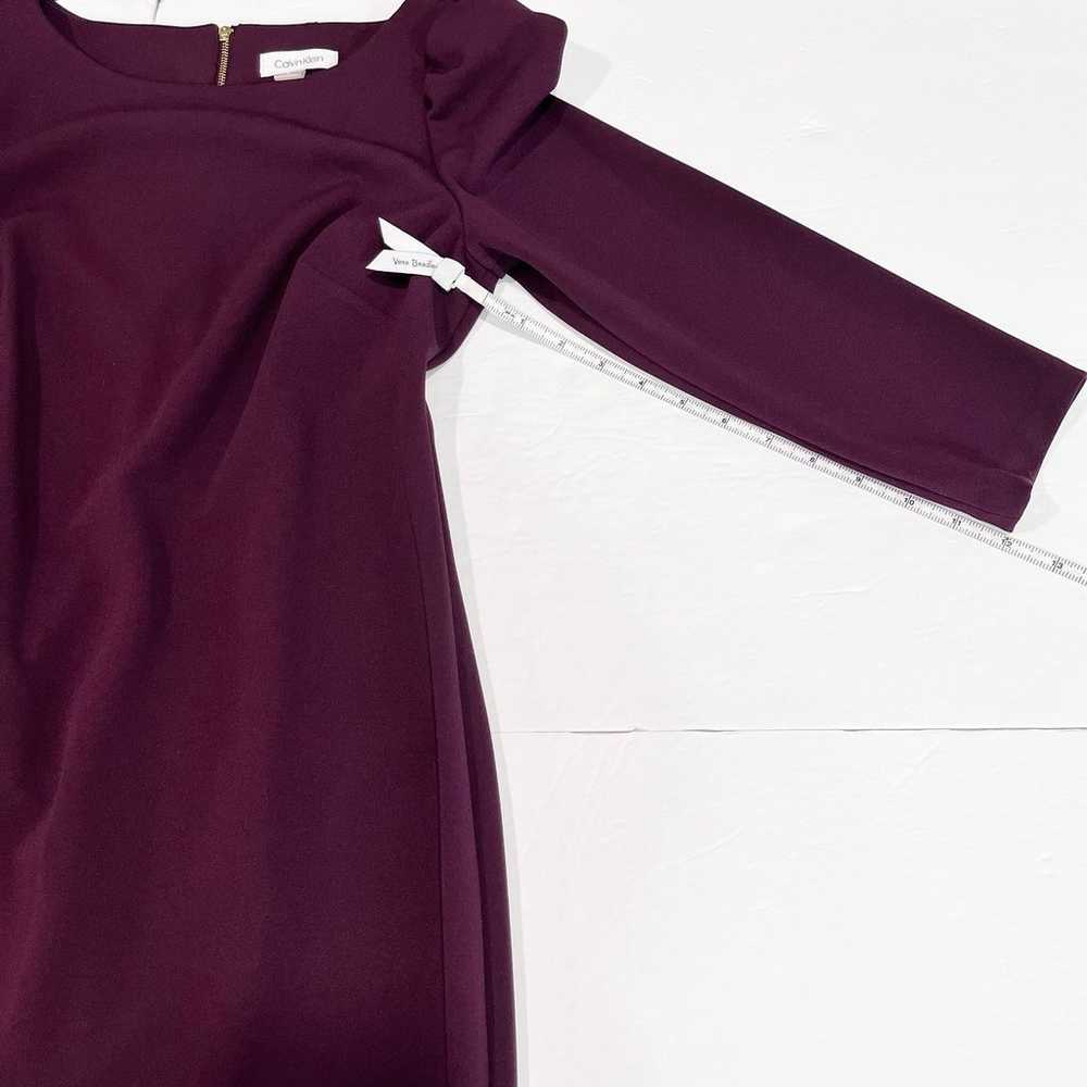 Calvin Klein Burgundy Purple Long Puff Sleeve Cre… - image 10