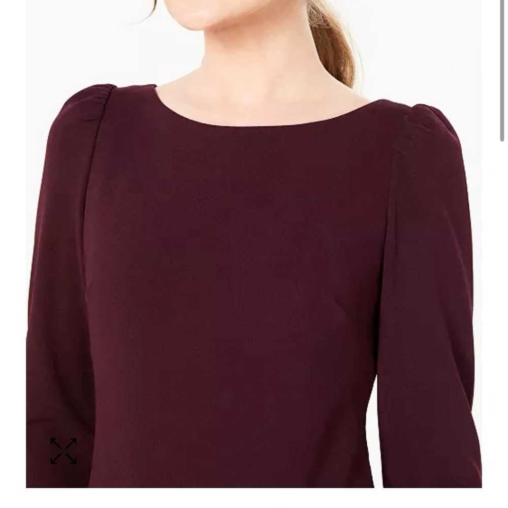 Calvin Klein Burgundy Purple Long Puff Sleeve Cre… - image 2