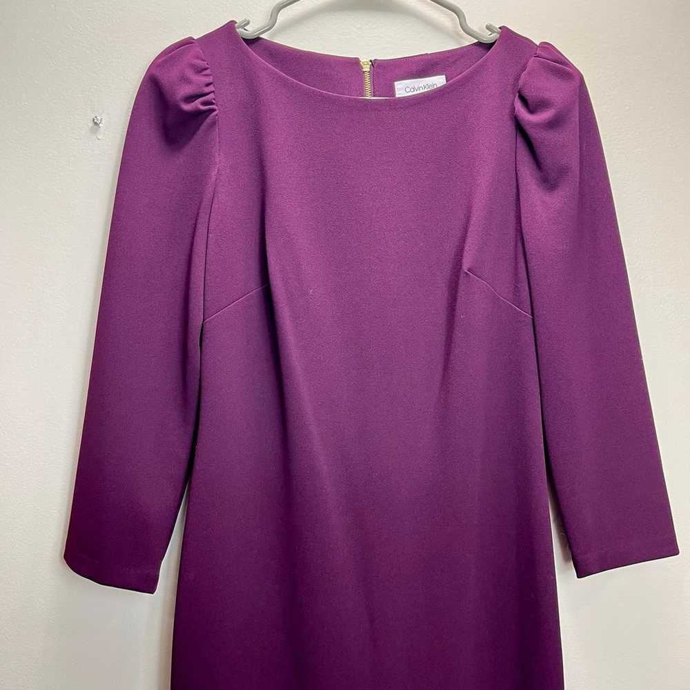 Calvin Klein Burgundy Purple Long Puff Sleeve Cre… - image 6