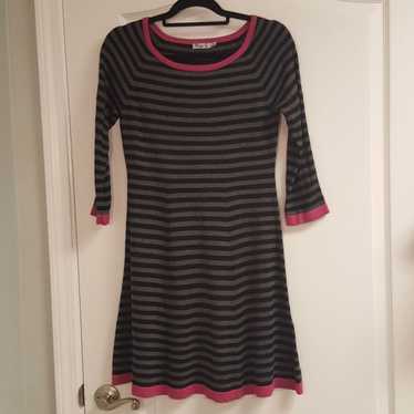 Eliza J Black Gray Pink Striped Sweater Dress