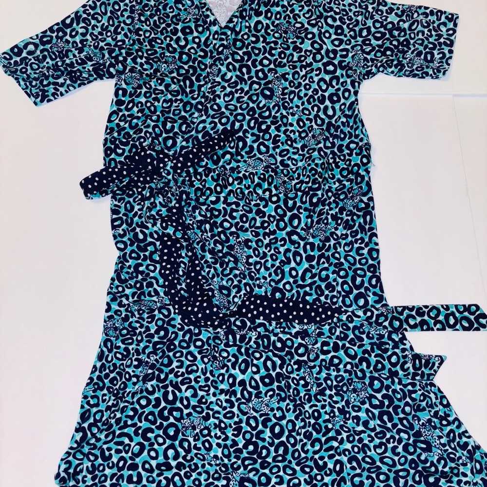 LILLY PULITZER Blue/Teal patterned Wrap Dress Siz… - image 1