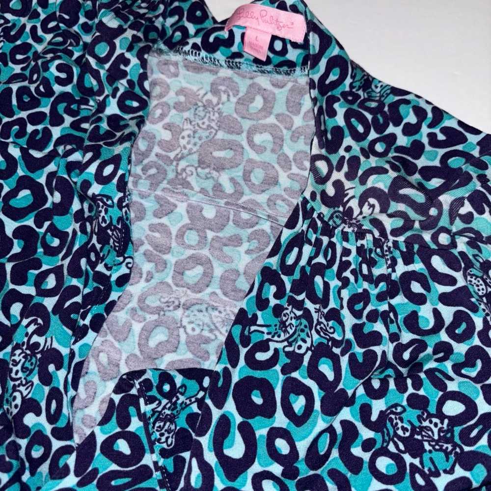 LILLY PULITZER Blue/Teal patterned Wrap Dress Siz… - image 6