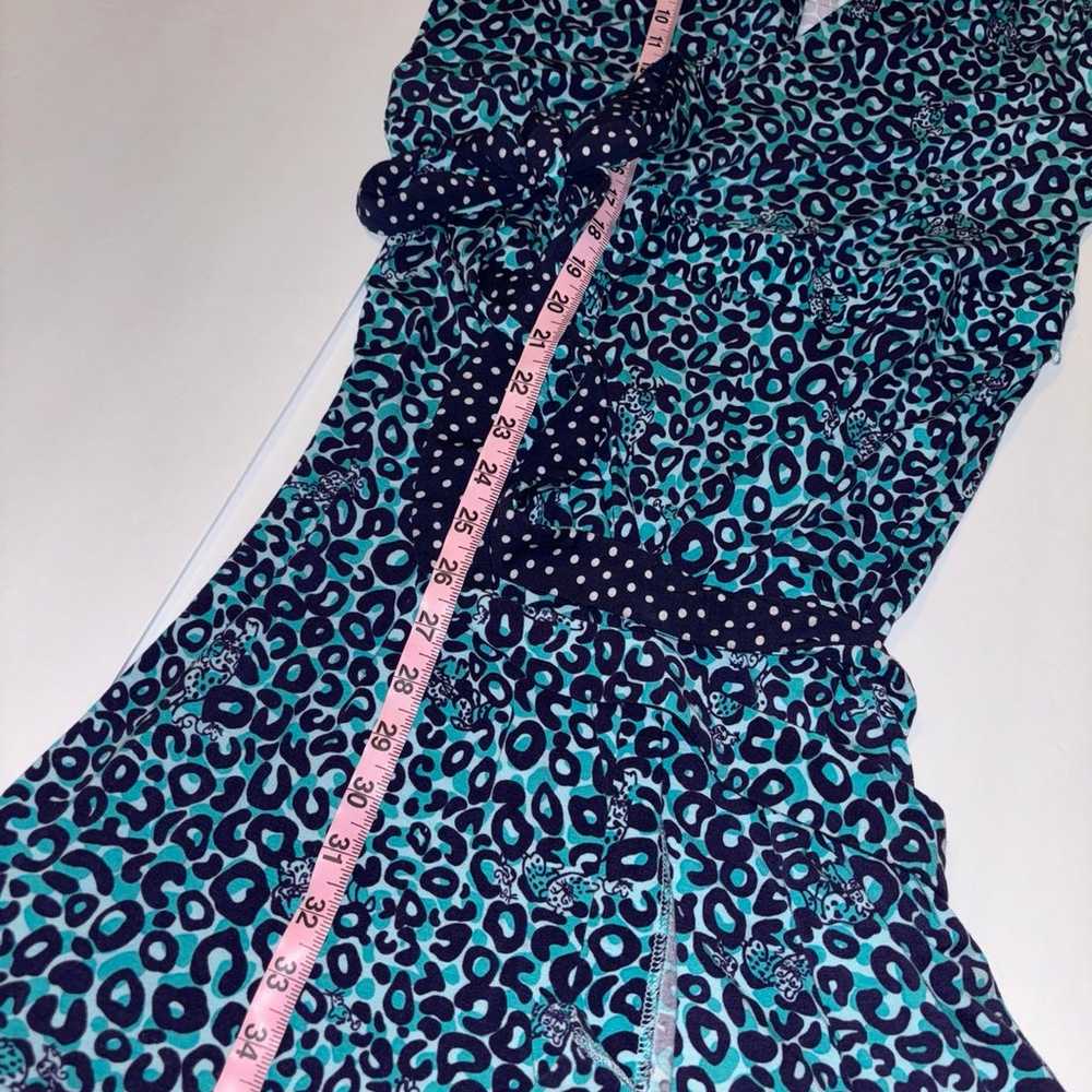 LILLY PULITZER Blue/Teal patterned Wrap Dress Siz… - image 8