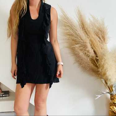 F21 FOREVER 21 LBD Silk Black Ruffle Mini Tank To… - image 1