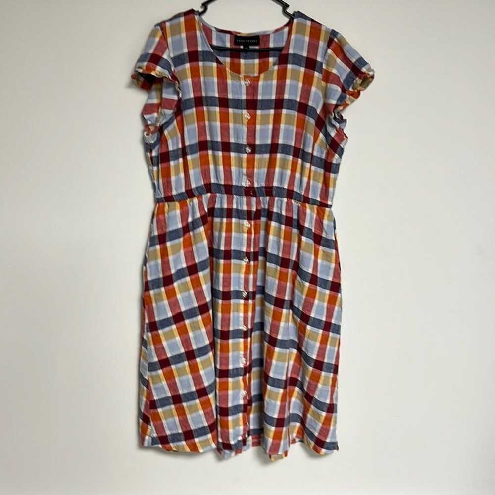 Lane Bryant linen plus size 18 Plaid Dress with p… - image 2