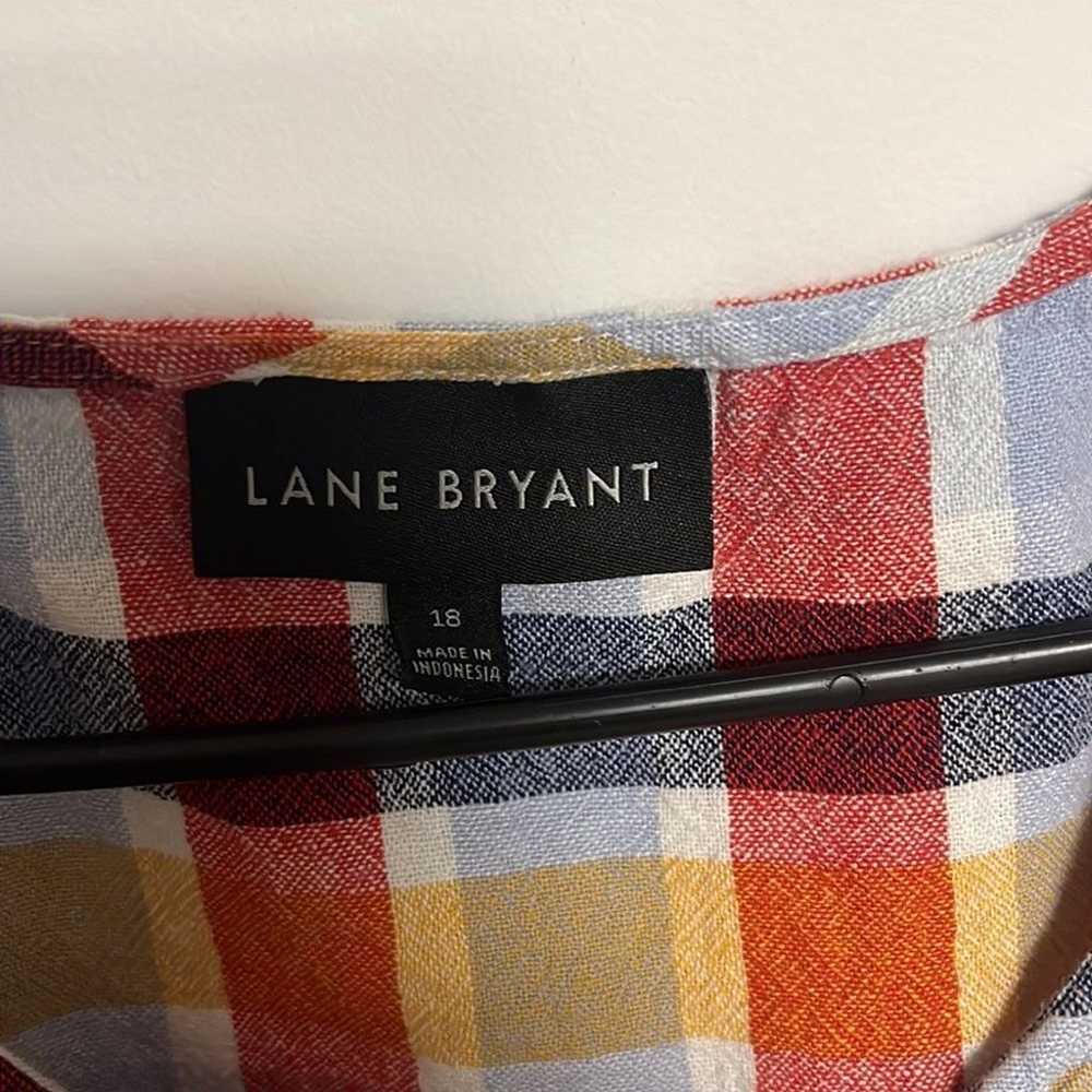 Lane Bryant linen plus size 18 Plaid Dress with p… - image 3