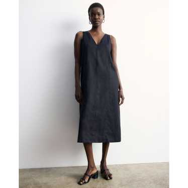 Everlane The Linen V-Neck Midi Dress in Black 4