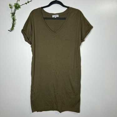 Michael Stars Cara V-Neck Tee Dress Olive Green