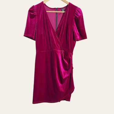 Wild Fable Fuchsia Pink Velvet Ruched Mini Dress S