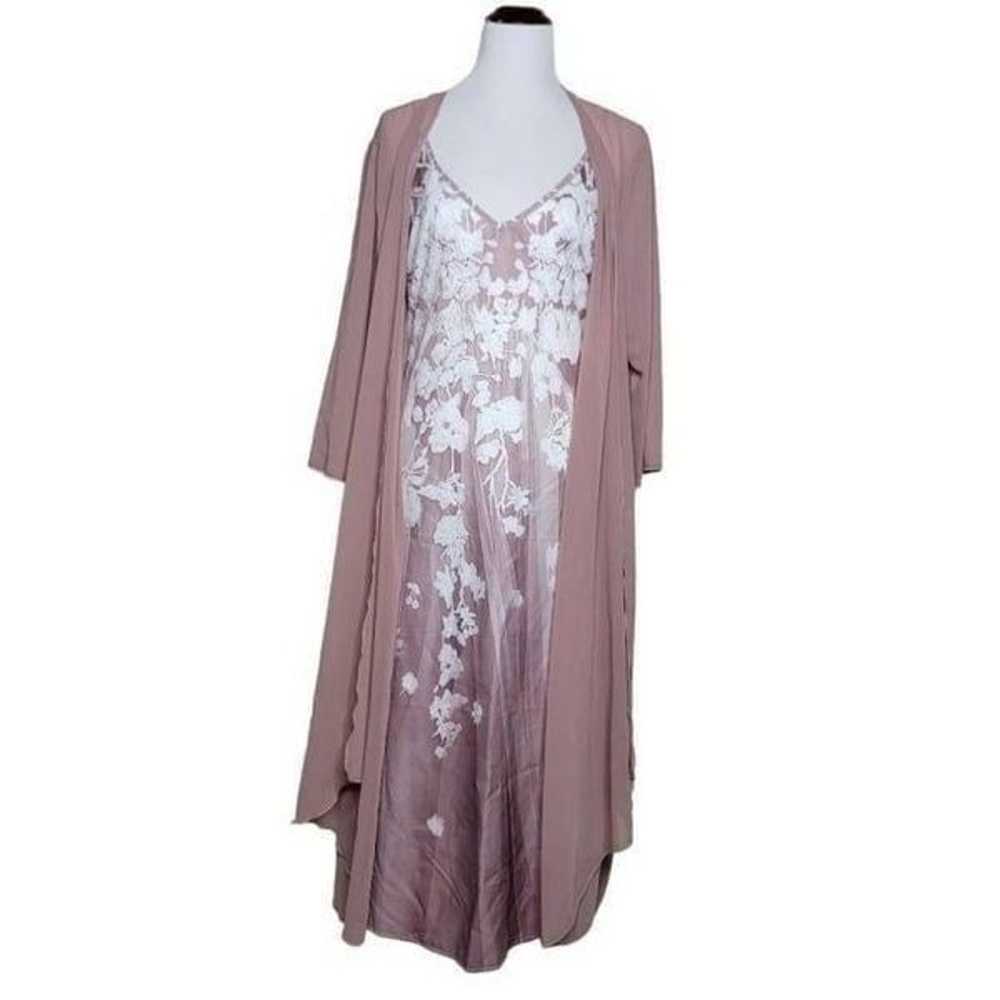 Floral Midi Dress With Duster 2 Piece Set Pink Pu… - image 10