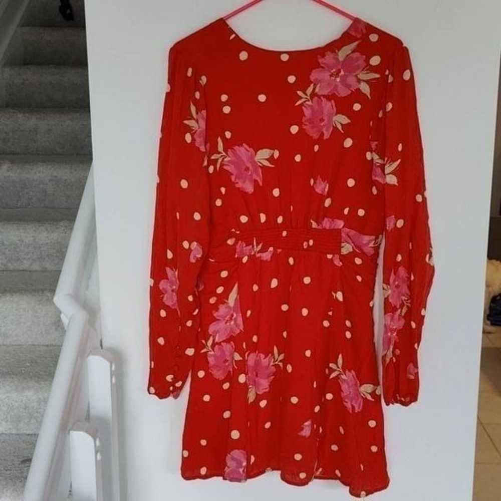 Free People Date Night Red Pink Floral Polka Dot … - image 6