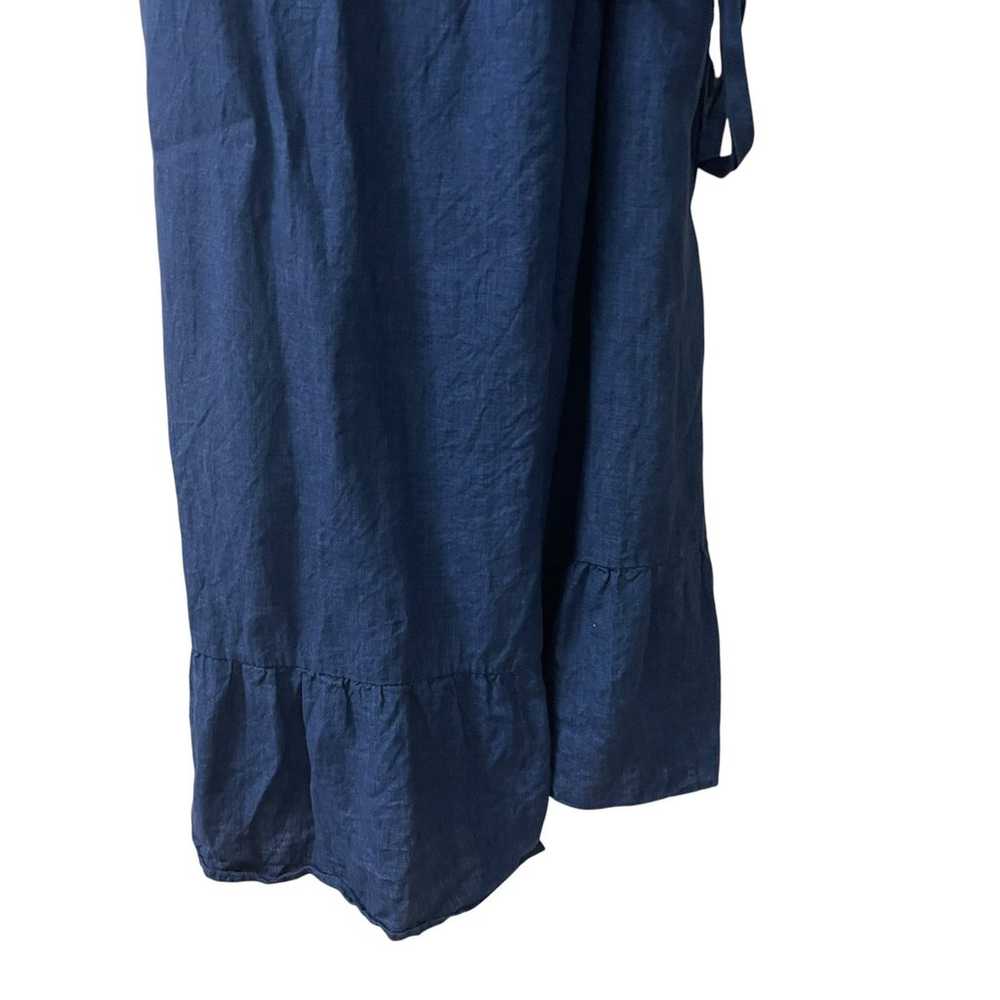 Boden Linen Midi Wrap Dress Womens Size 10R Blue … - image 3