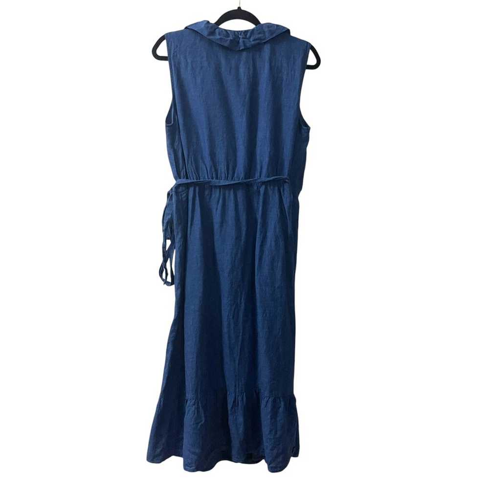 Boden Linen Midi Wrap Dress Womens Size 10R Blue … - image 5