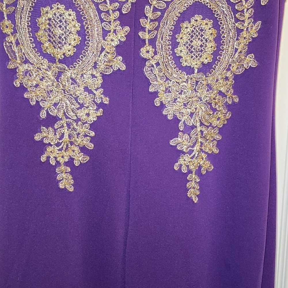 Formal Dress. Purple and Gold. Mermaid. Size 10 - image 3