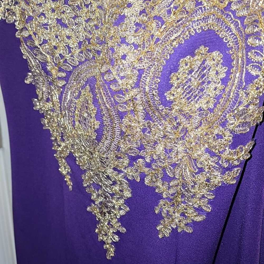 Formal Dress. Purple and Gold. Mermaid. Size 10 - image 4