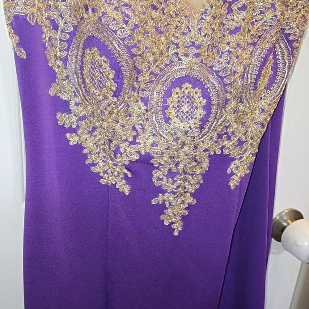 Formal Dress. Purple and Gold. Mermaid. Size 10 - image 5