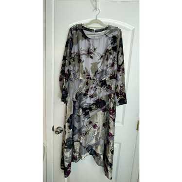 Soft Surroundings Dress Annika Gray Floral Velvet 