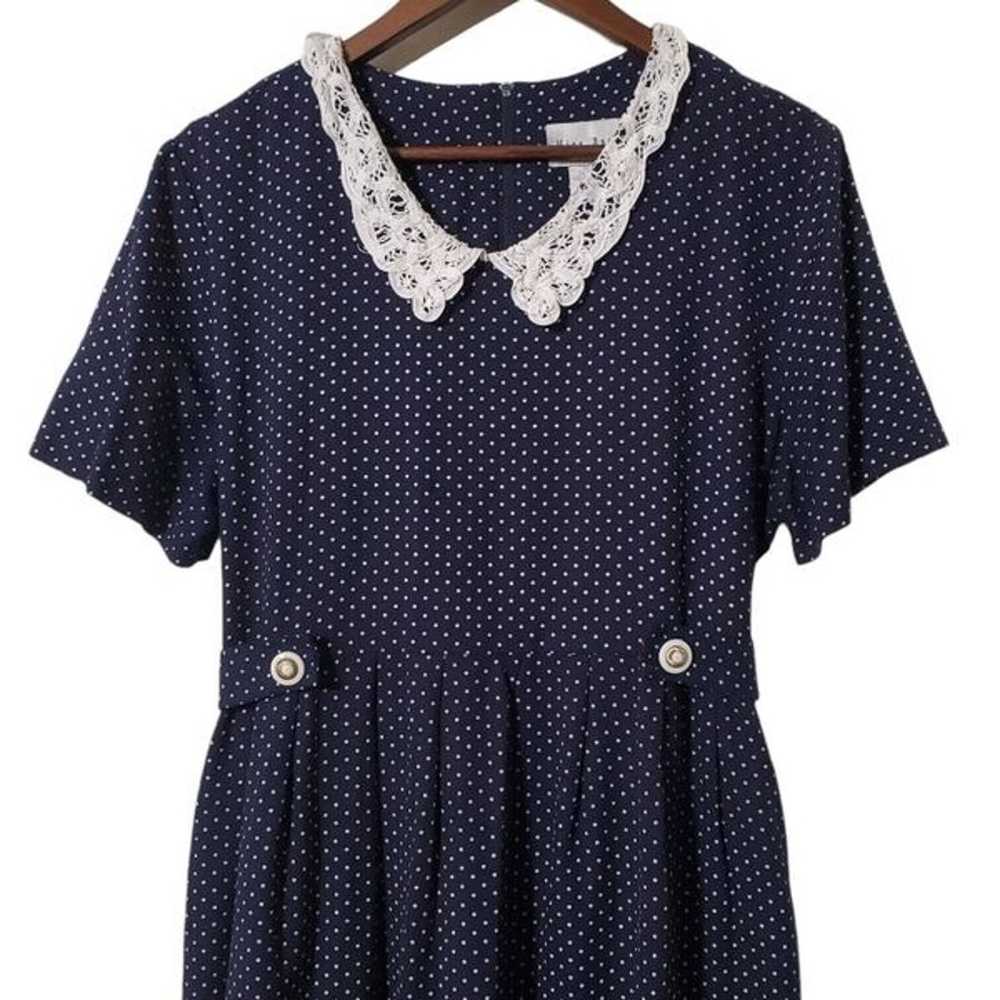 Vintage MISS DORBY Polka Dot Dress Size 14 Croche… - image 3