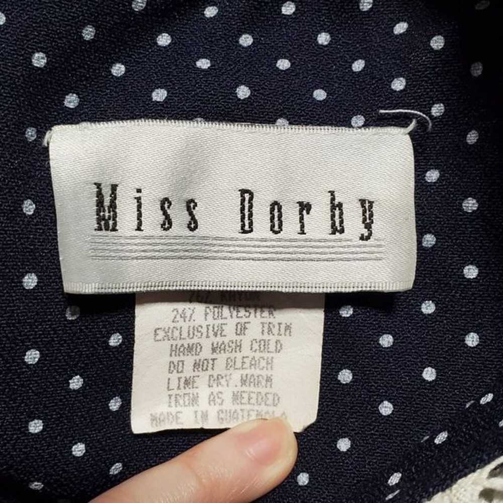 Vintage MISS DORBY Polka Dot Dress Size 14 Croche… - image 9