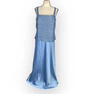 Alex Evenings Maxi Gown Women's 12 Icy Blue Sleeve