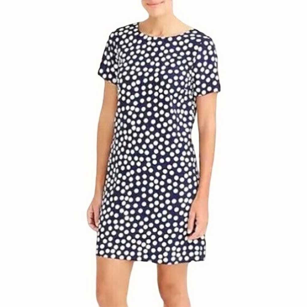 J Crew Womens Navy White Polka Dot Shift Gallery … - image 1