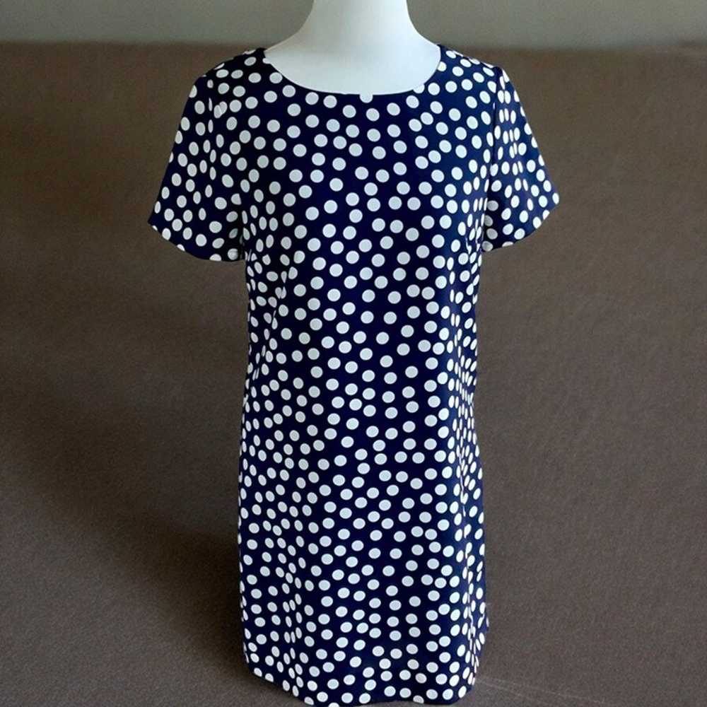 J Crew Womens Navy White Polka Dot Shift Gallery … - image 4