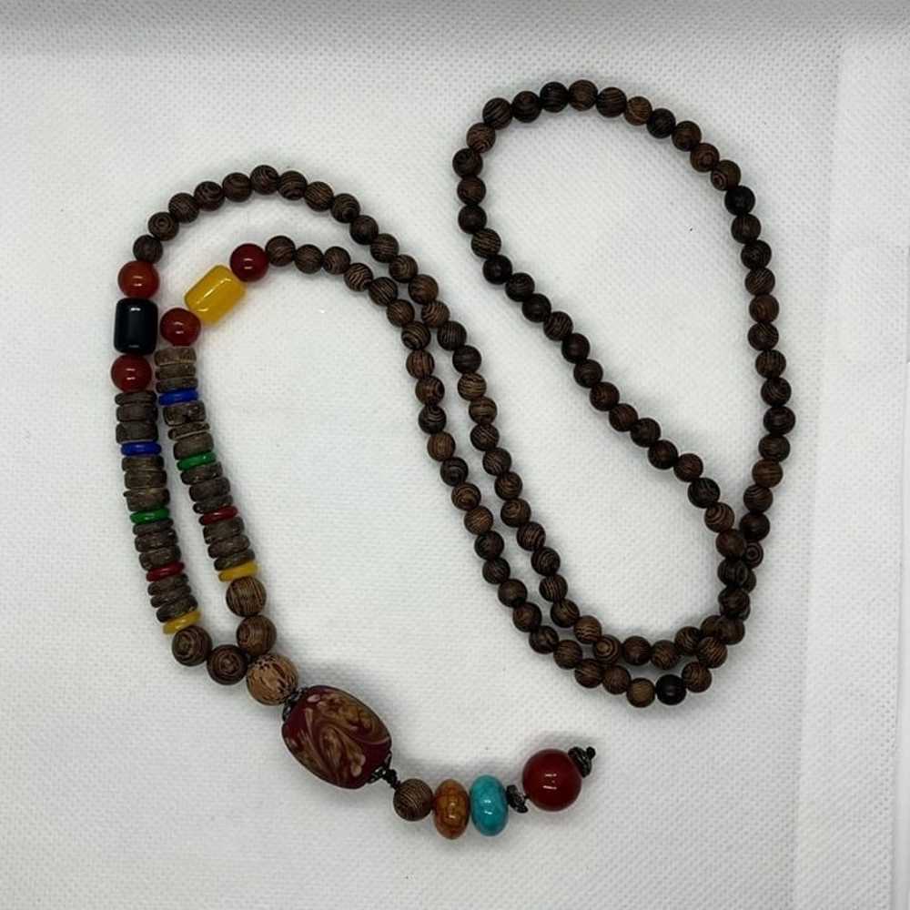 VTG Lot Boho Ethnic Wood Glass Beads Necklaces Br… - image 4