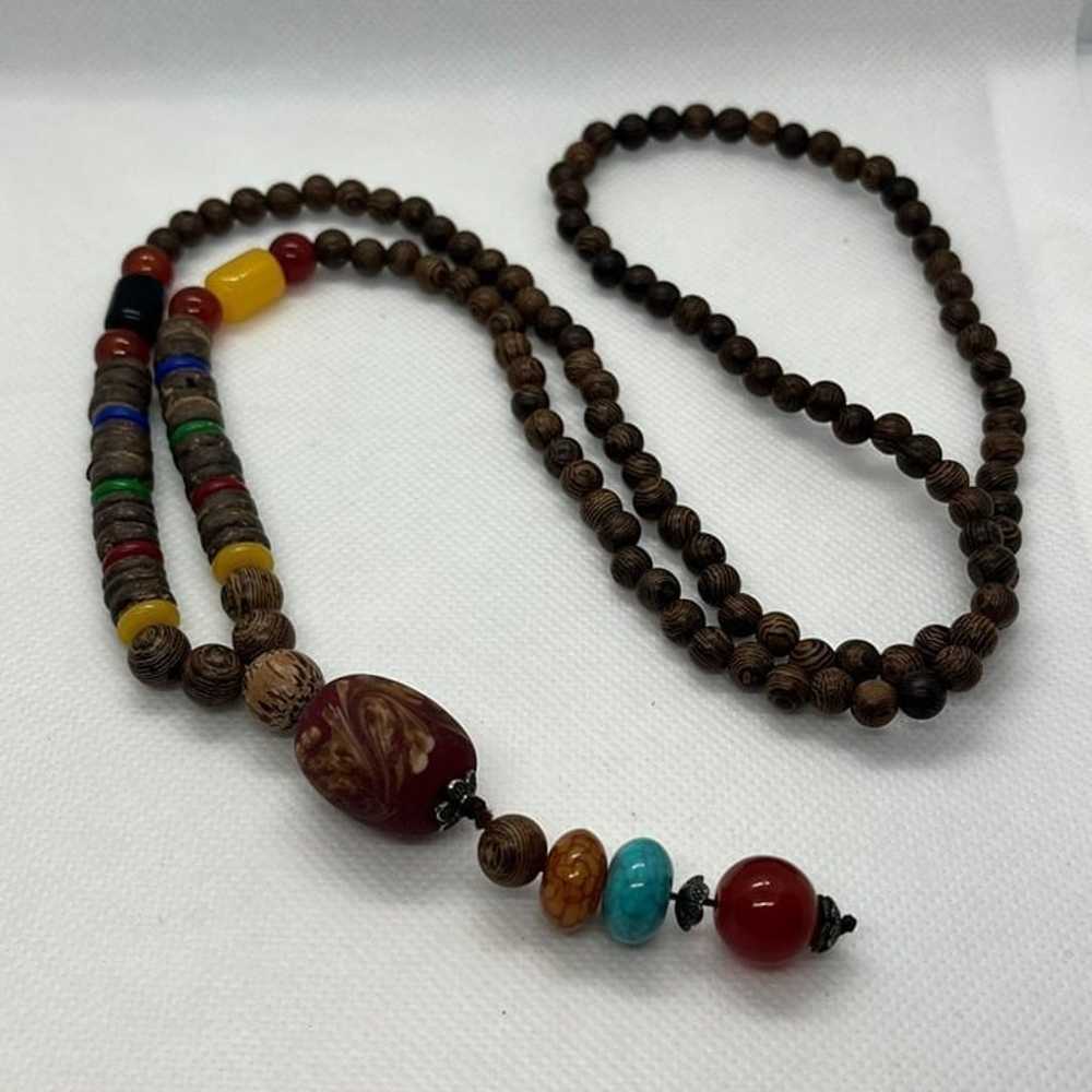 VTG Lot Boho Ethnic Wood Glass Beads Necklaces Br… - image 5