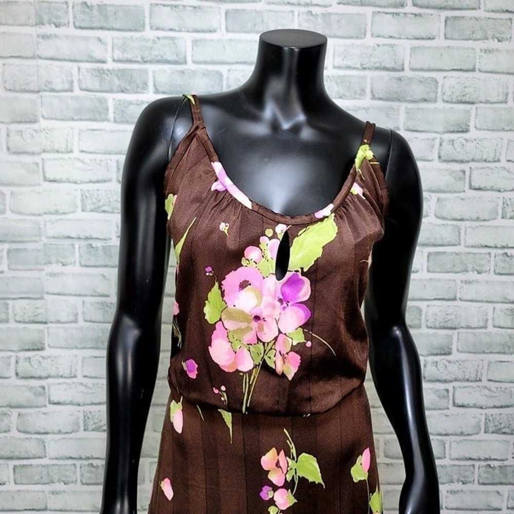 Vintage 70s 80s Heavy Poly Maxi Dress Pink Floral… - image 2