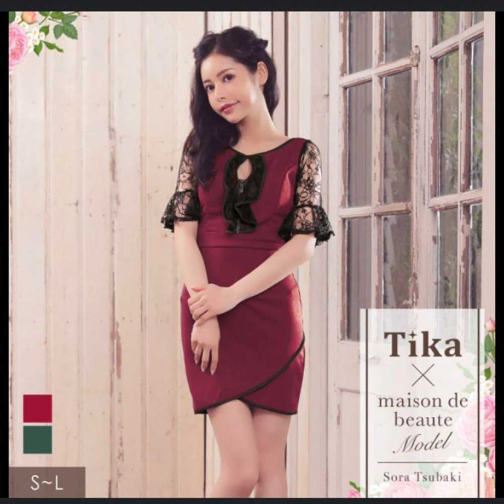 Tika Wine Red Flare Sleeve Mini Dress - image 1