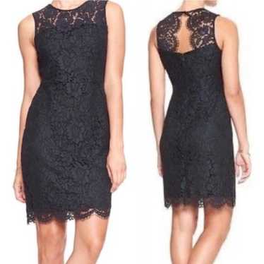 Banana Republic Navy Blue Lace Sheath Dress 8 M M… - image 1