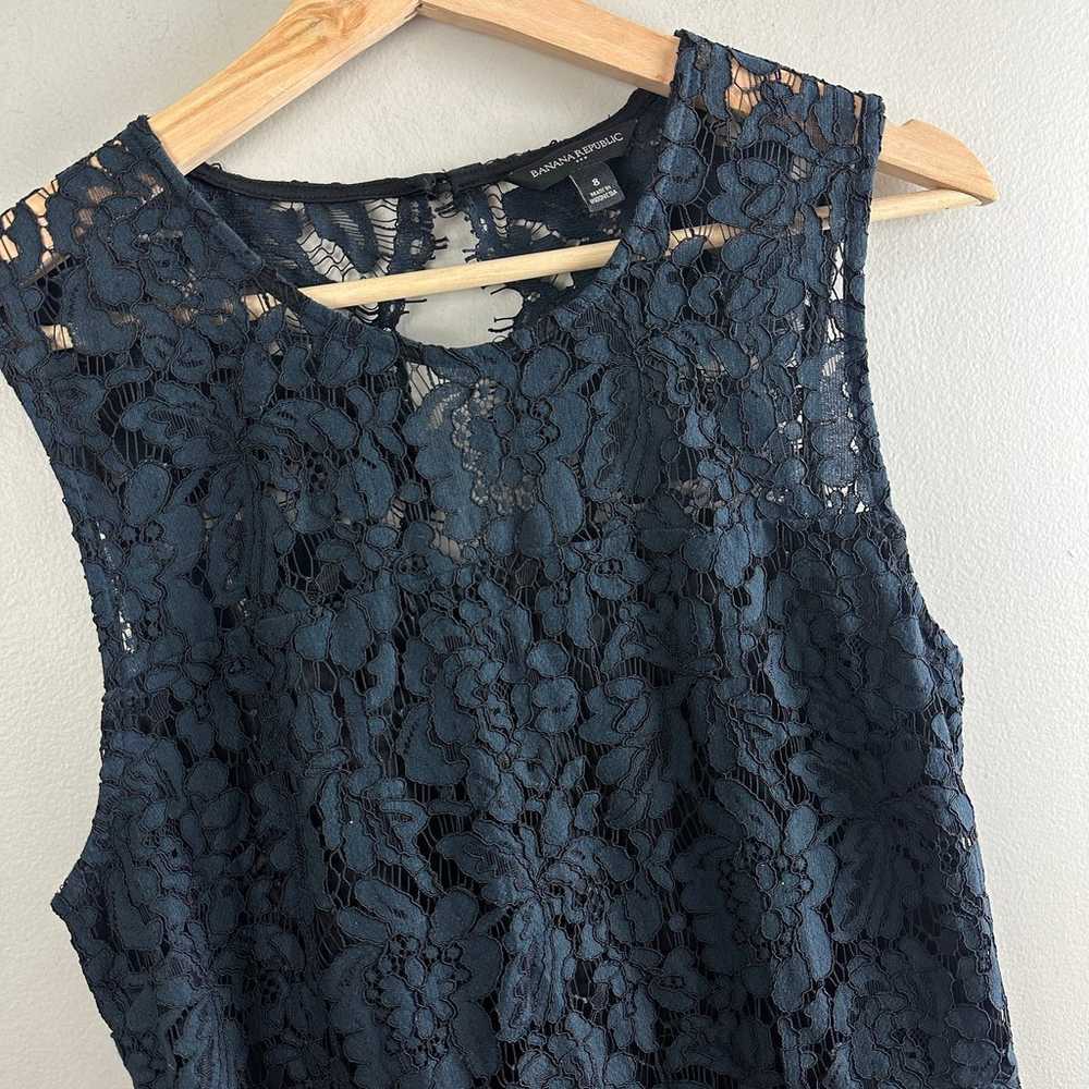 Banana Republic Navy Blue Lace Sheath Dress 8 M M… - image 5