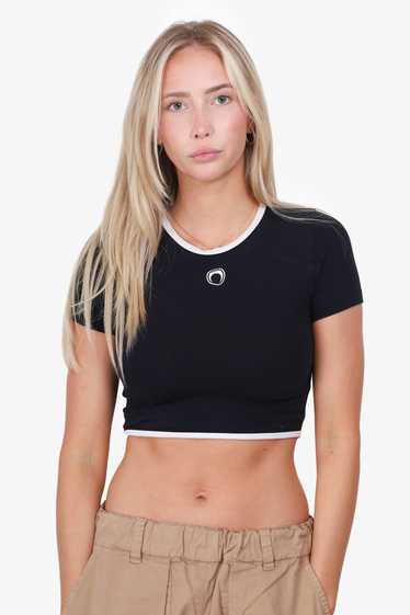 Marine Serre Black Moon Logo Ribbed Cropped Top S… - image 1