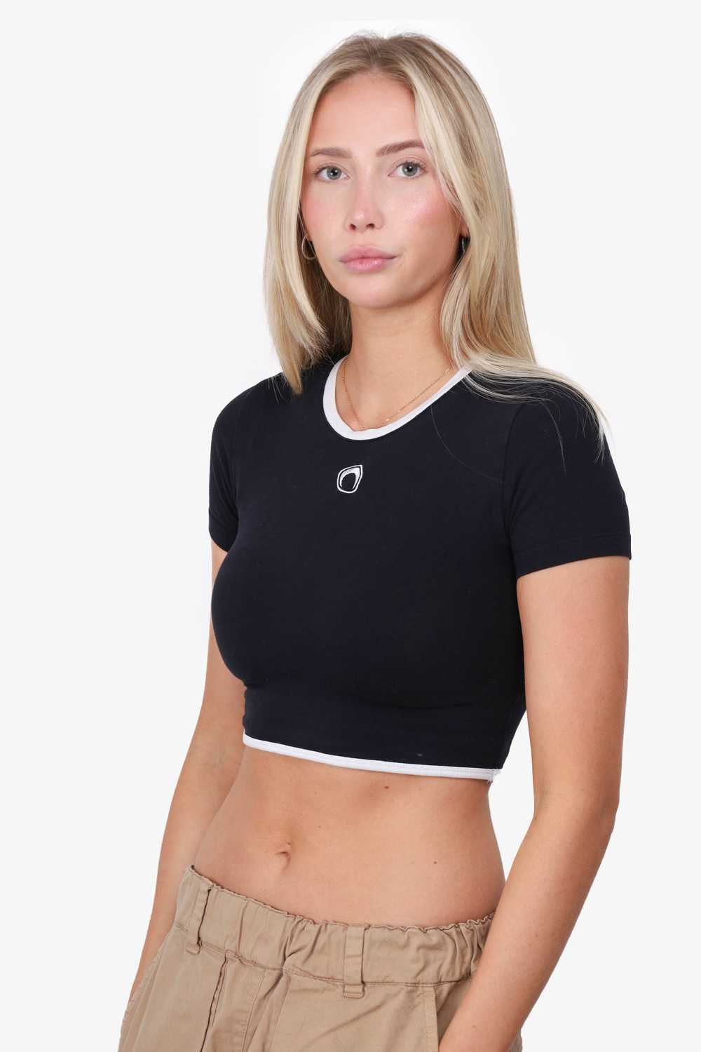 Marine Serre Black Moon Logo Ribbed Cropped Top S… - image 3