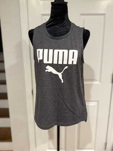 Puma PUMA Gray Sleeveless Logo Tank Top, Size Medi