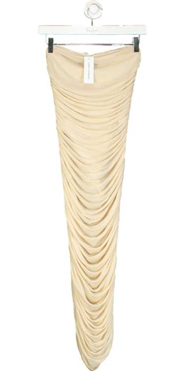 Naked Wardrobe Beige Mesh Ruched Tuve Midi Dress U