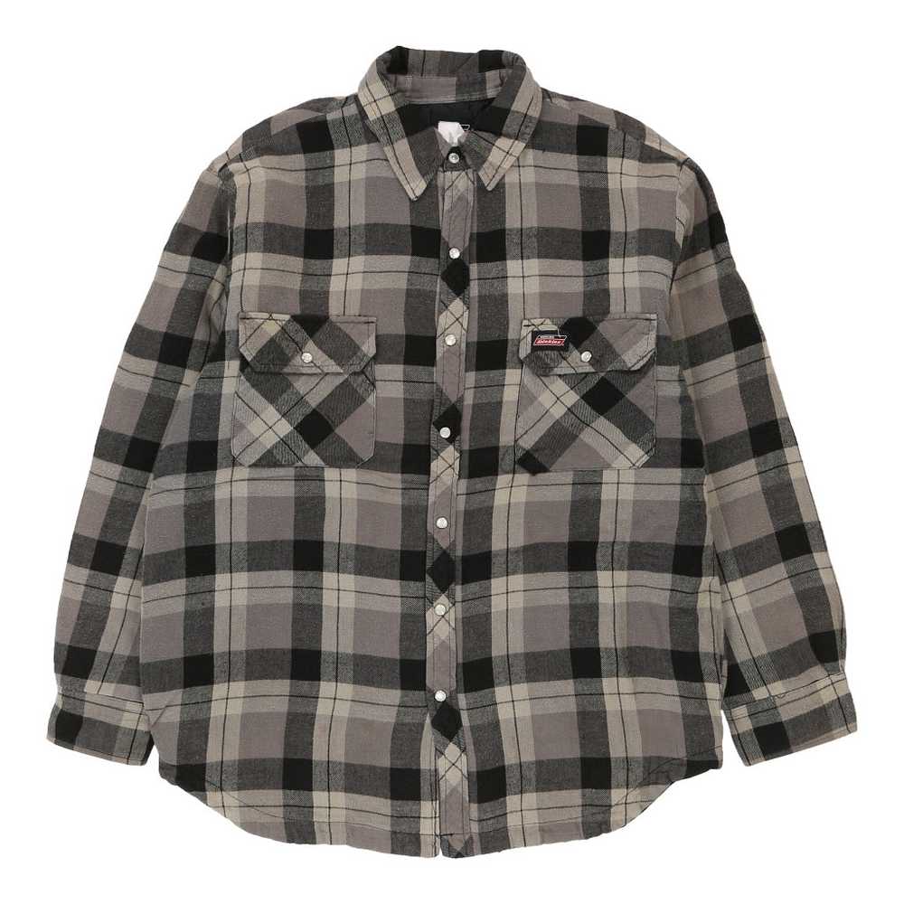 Dickies Checked Overshirt - Large Grey Cotton Ble… - image 1