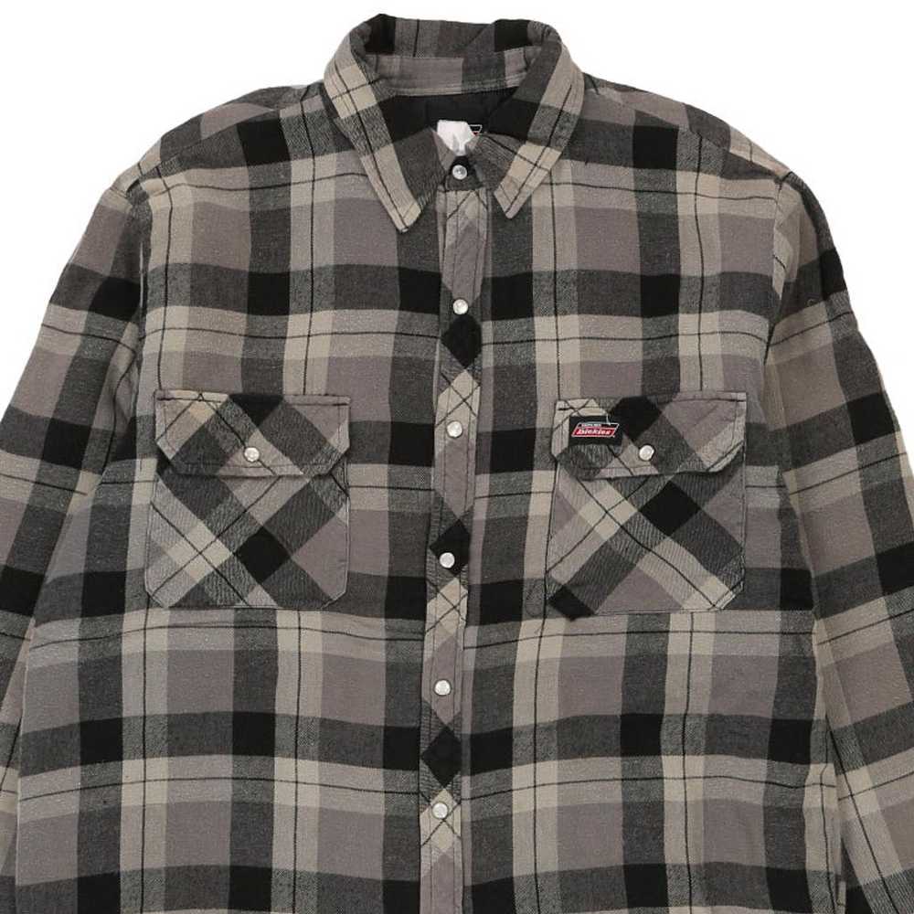 Dickies Checked Overshirt - Large Grey Cotton Ble… - image 4