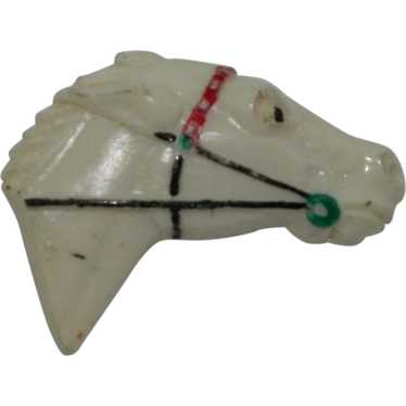 Early Celluloid Horse Brooch New Old Store Stock