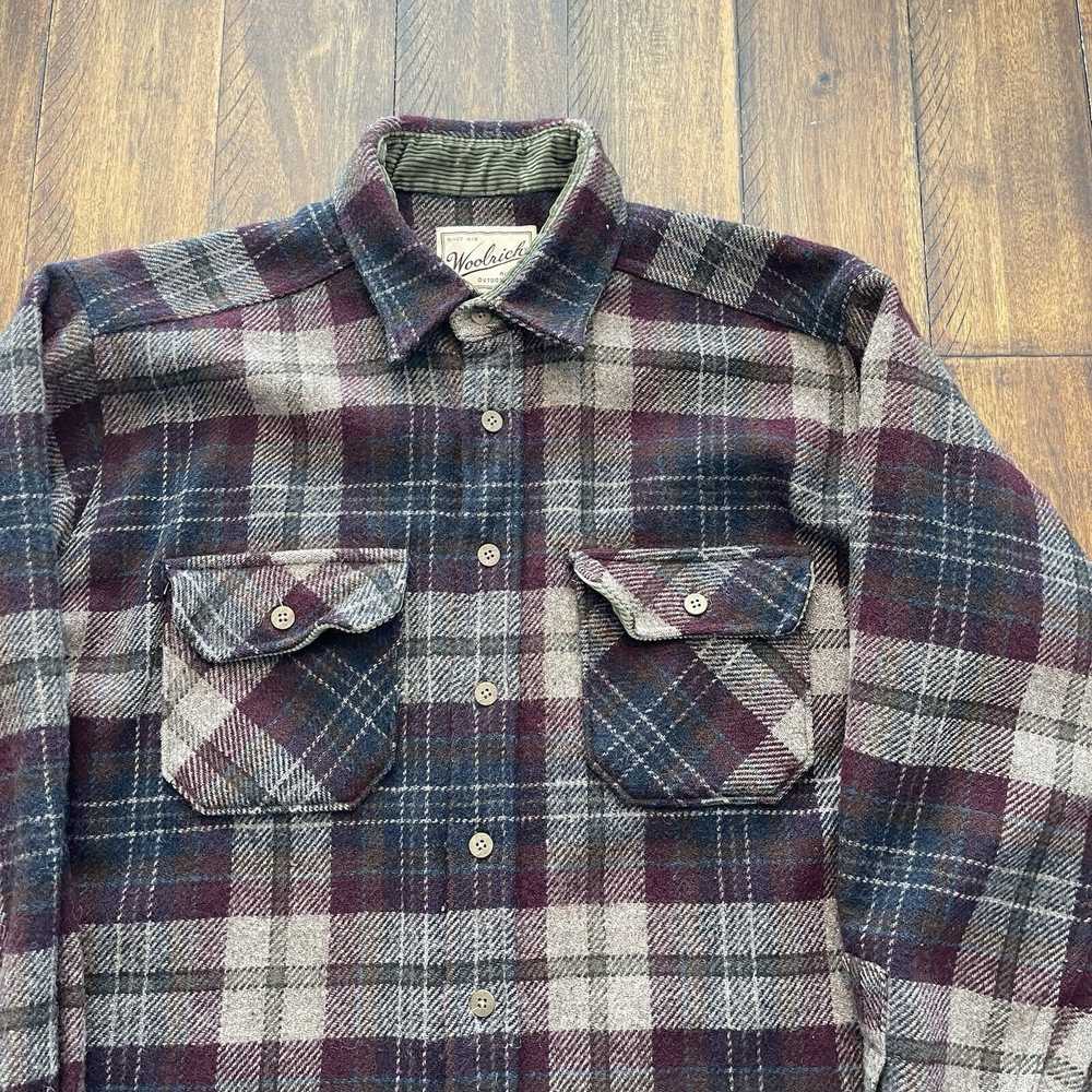 Rare Vtg Woolrich Wool Flannel Shirt Plaid XL Cor… - image 3